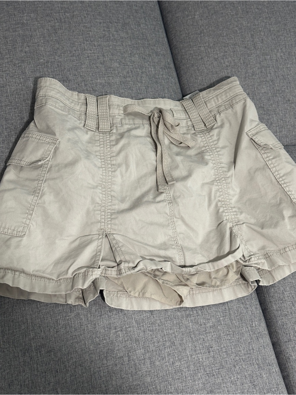 Hollister Light Beige Cargo Skort with Drawstring Waist